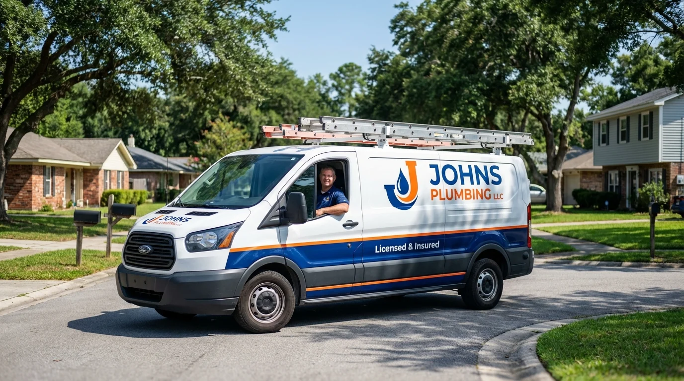 Johns Plumbing LLC service van in East Orange, NJ