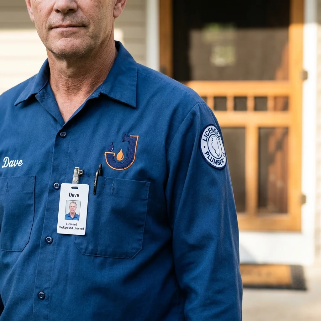 Licensed plumber showing ID badge in East Orange, NJ
