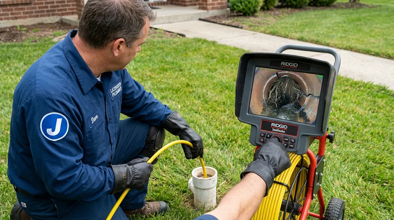 Sewer camera inspection being performed by Johns Plumbing LLC in East Orange